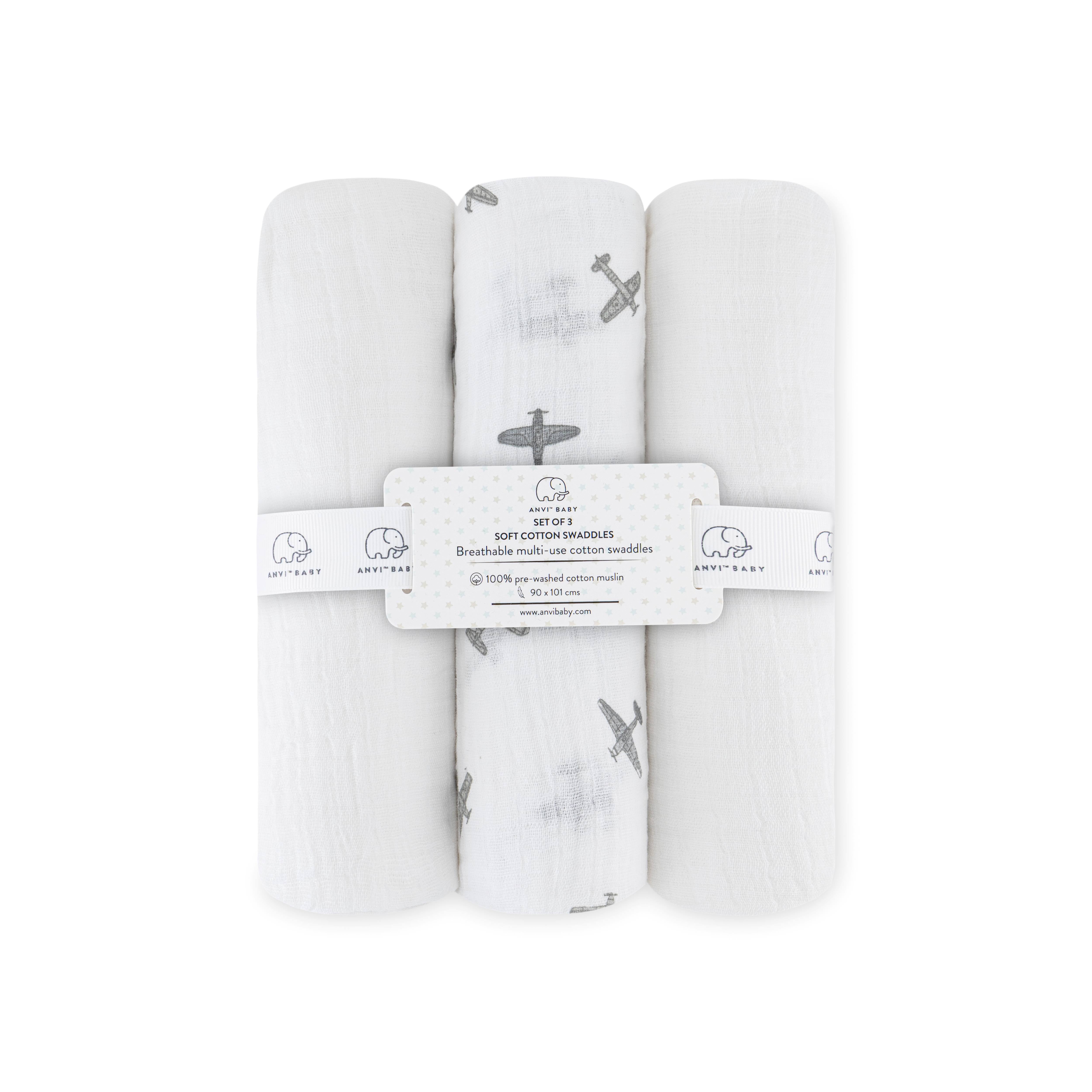 Set of 3- Cotton Swaddle Baby Wraps Muslin Swaddles Set of 3- Cotton Swaddle Baby Wraps Muslin Swaddles