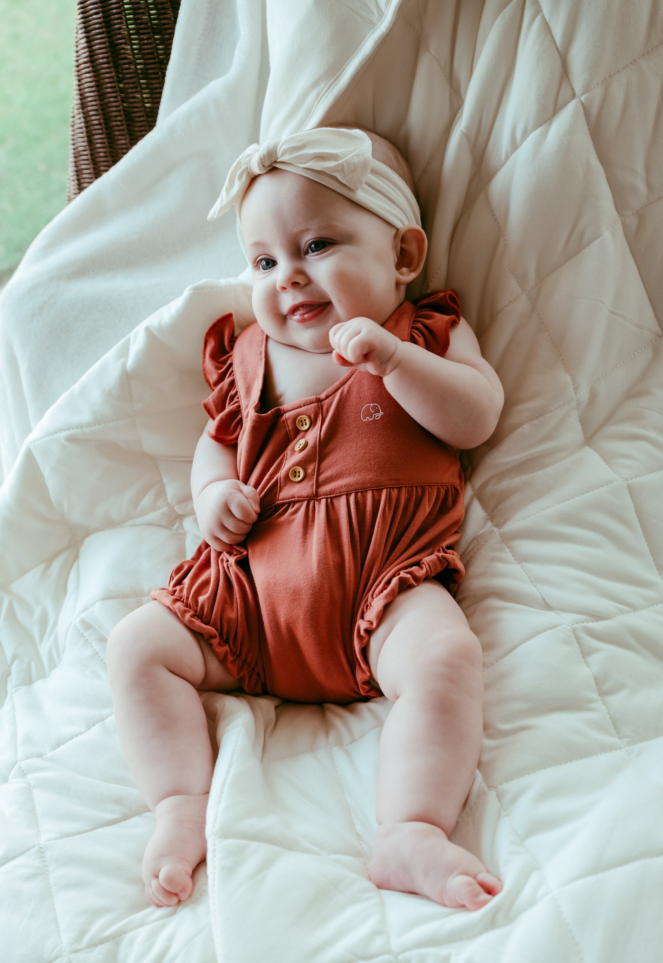 Organic Bamboo Ruffle Romper- Lilac Organic Bamboo Ruffle Romper- Lilac