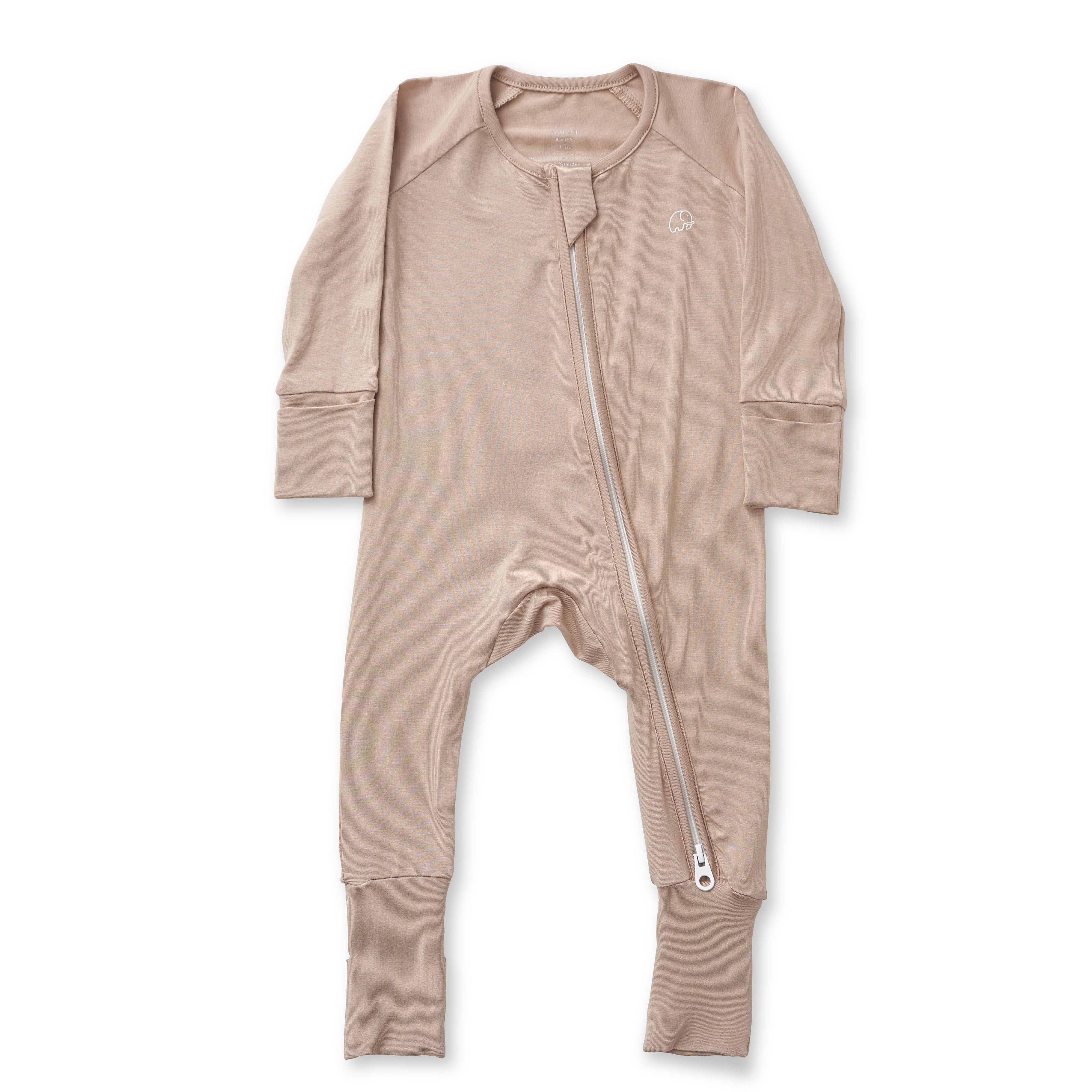 Organic Zipper Romper - Mocha Organic Zipper Romper - Mocha