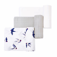 Set of 3 Organic Bamboo Swaddle- The Swallow