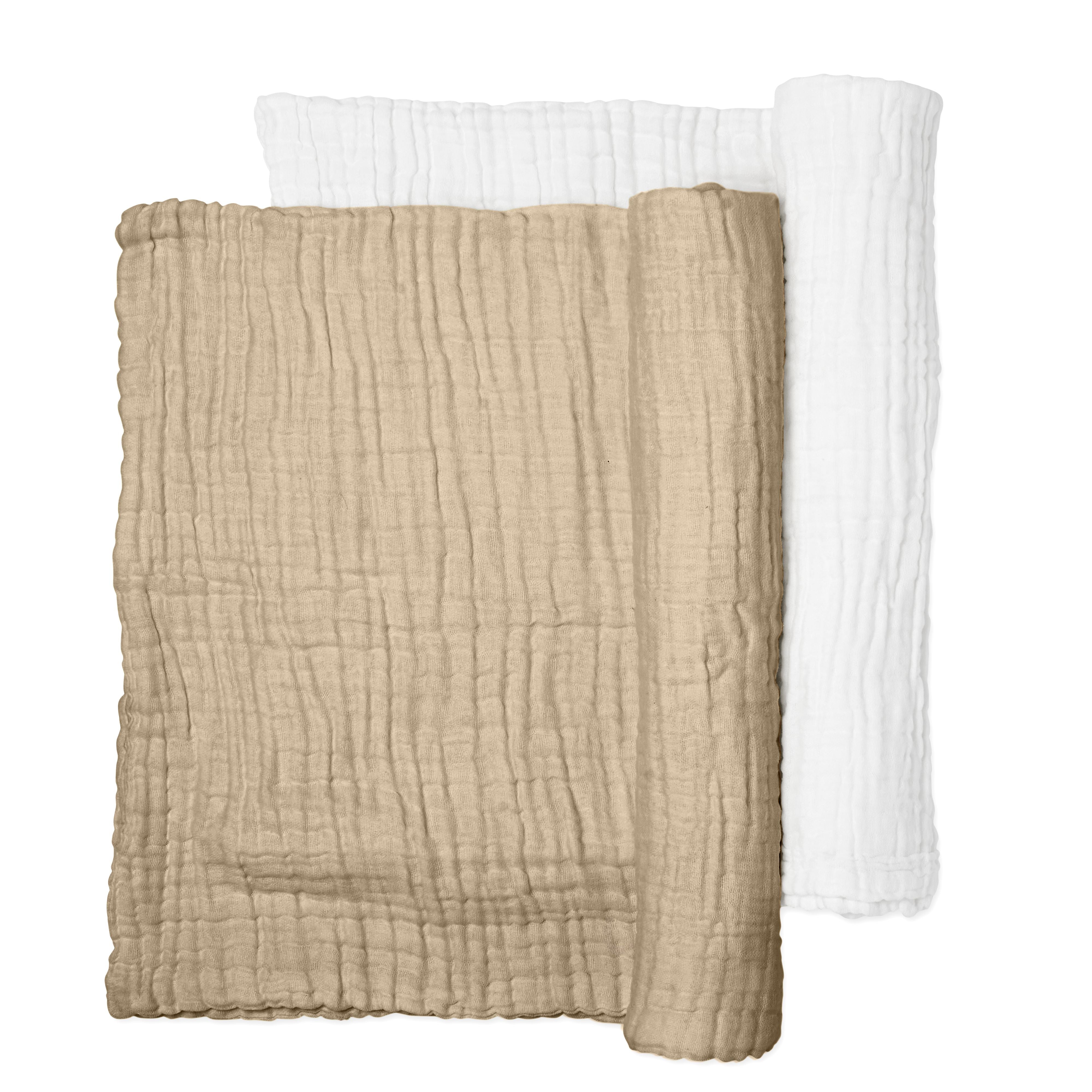 Muslin Bath Towel (6-layered) | Set of 2 (Tan Brown & White) Muslin Bath Towel (6-layered) | Set of 2 (Tan Brown & White)