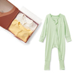 Set of 3 Bamboo Spandex Zipper Sleepsuit- Light Mint/Lemon/ White
