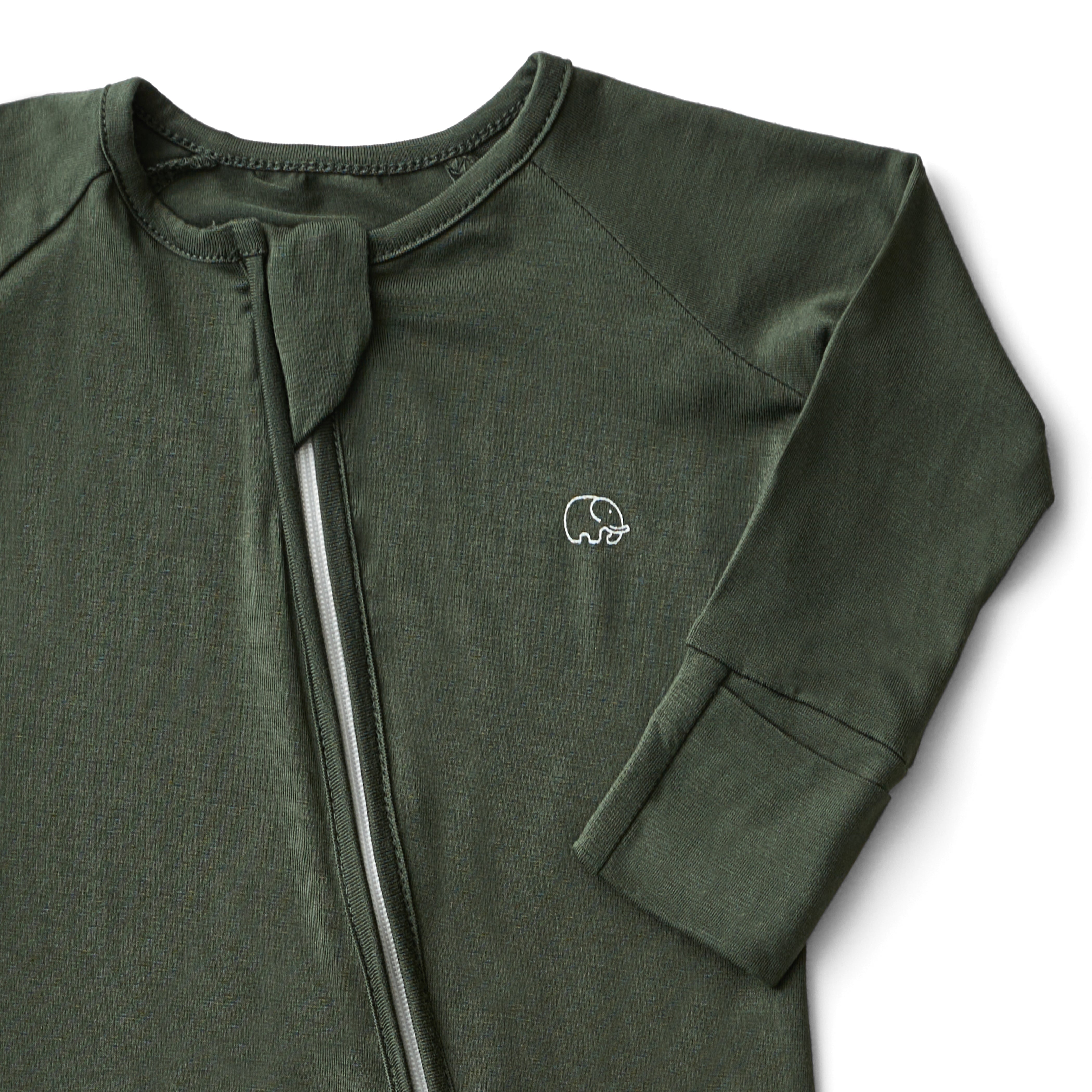 Organic Zipper Romper - Dark Green Organic Zipper Romper - Dark Green