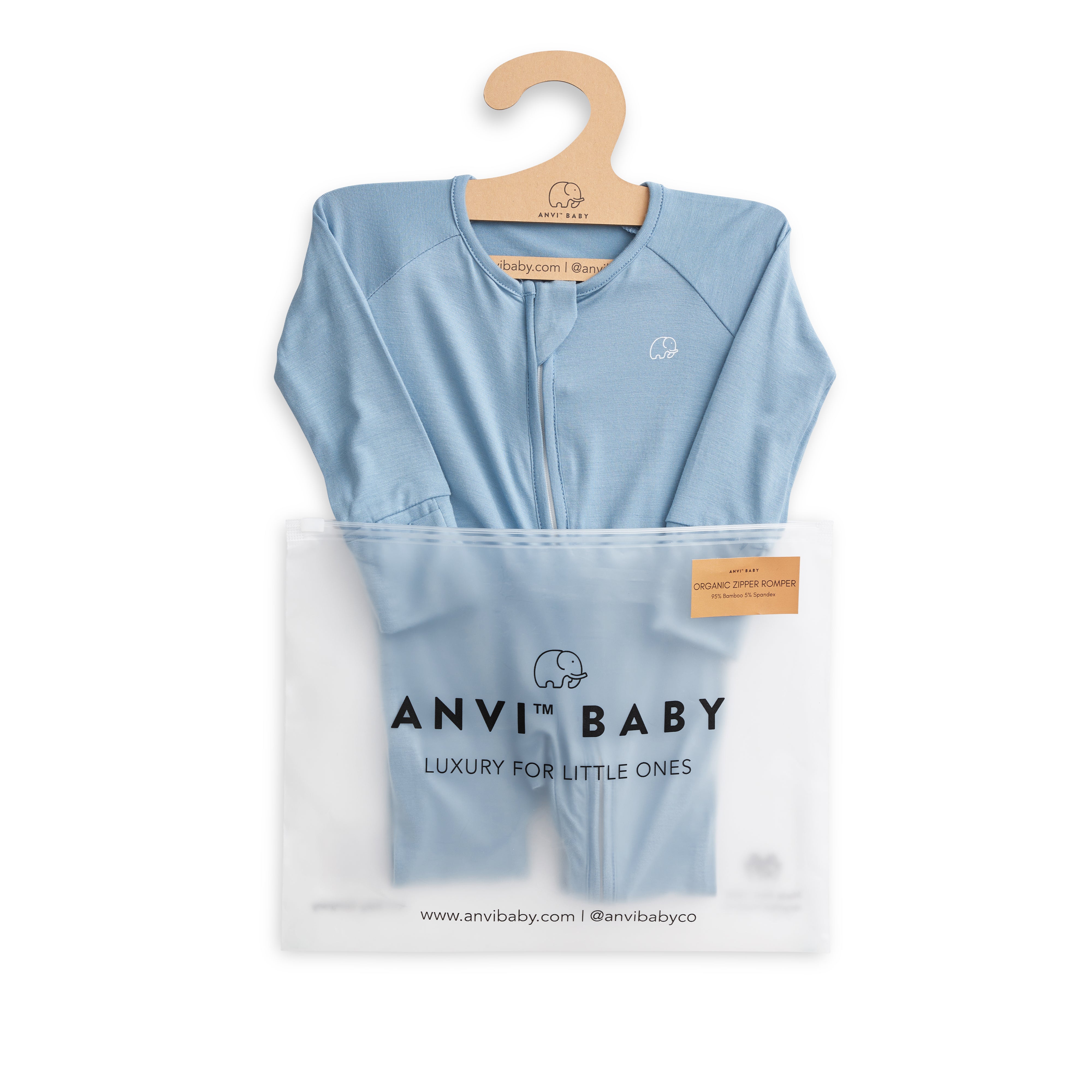 Organic Zipper Romper - Celestial Blue Organic Zipper Romper - Celestial Blue