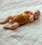 Organic Bamboo Ruffle Romper- Mustard