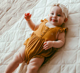 Organic Bamboo Ruffle Romper- Mustard