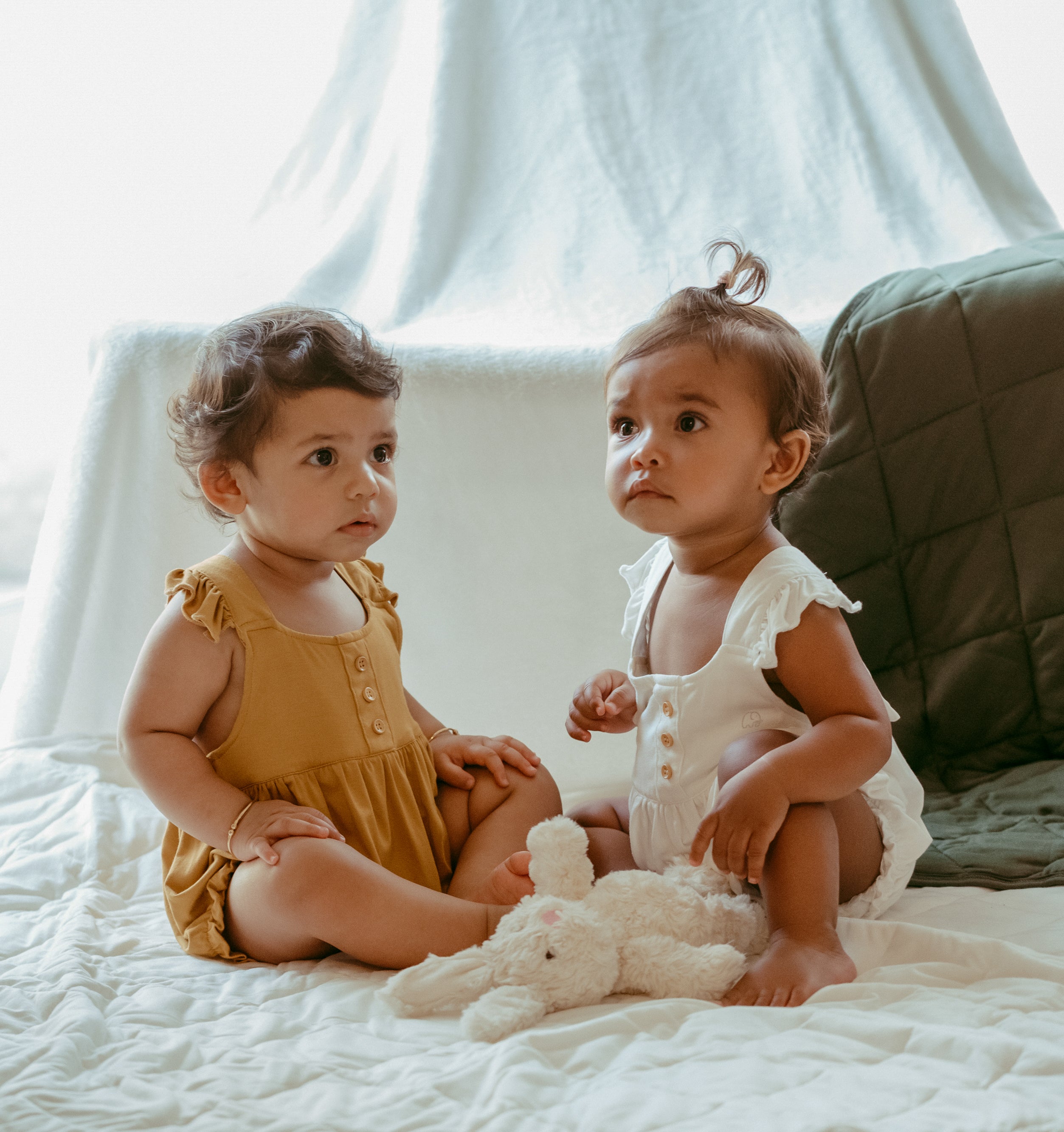 Organic Bamboo Ruffle Romper- Mustard Organic Bamboo Ruffle Romper- Mustard