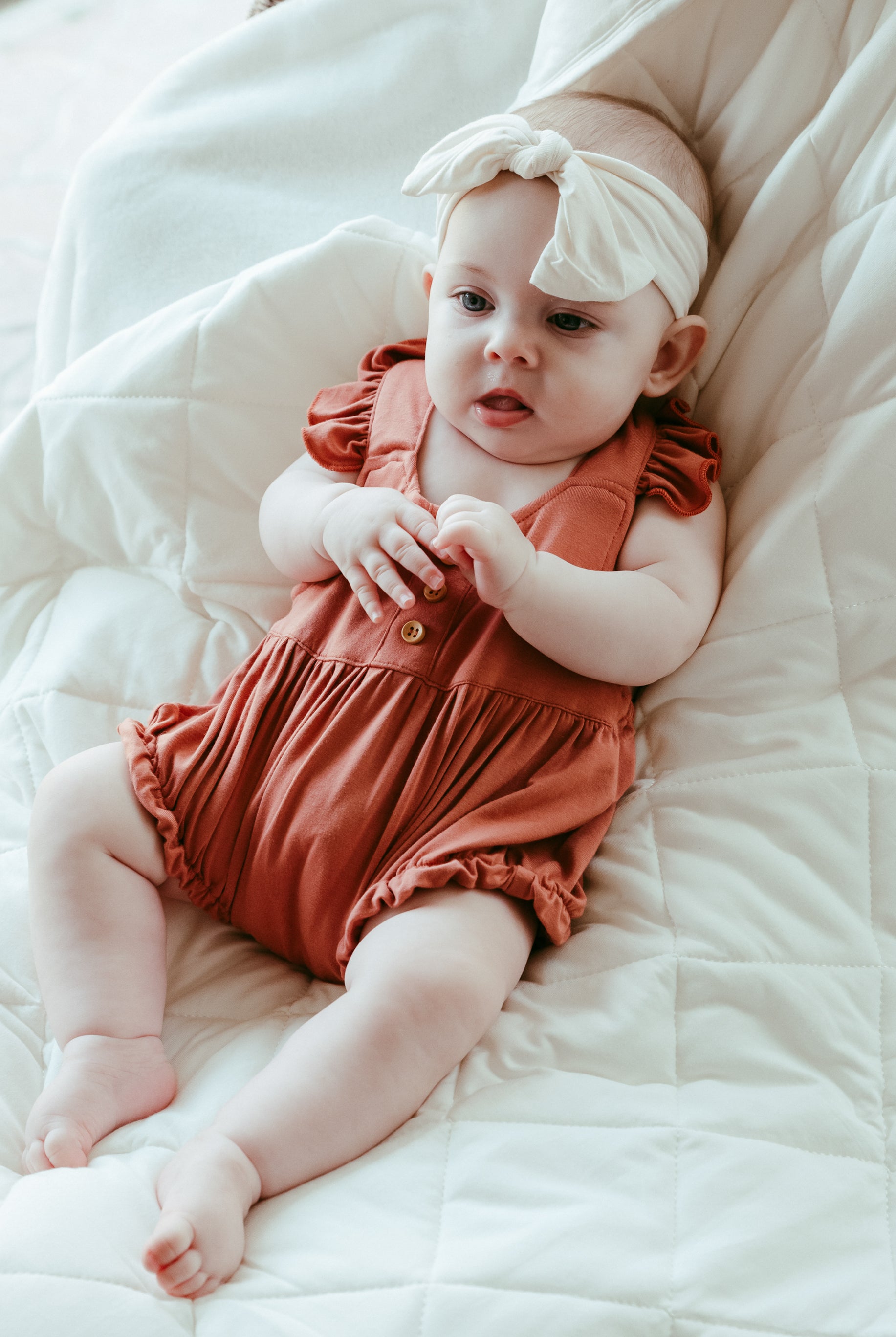 Organic Bamboo Ruffle Romper- Lilac Organic Bamboo Ruffle Romper- Lilac