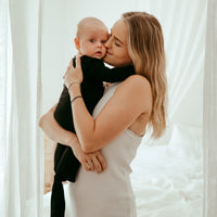 Organic Bamboo Knotted Gown & Beanie Set | Charcoal