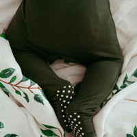 Organic Zipper Romper - Dark Green
