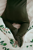 Organic Zipper Romper - Dark Green
