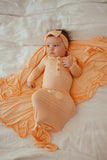 Anvi Baby Organic Headband & Swaddle Set- Bamboo Spandex - Peach