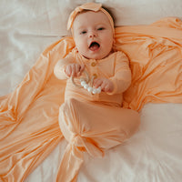 Anvi Baby Organic Headband & Swaddle Set- Bamboo Spandex - Peach