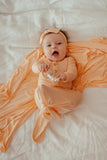 Anvi Baby Organic Headband & Swaddle Set- Bamboo Spandex - Peach