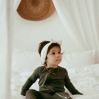Organic Zipper Romper - Dark Green