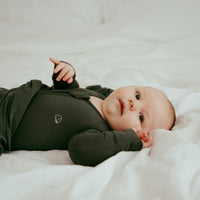 Organic Zipper Romper - Dark Green