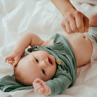 Organic Bamboo Knotted Gown & Beanie Set | Soft Sage
