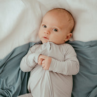 Organic Zipper Romper - Cloudy Grey
