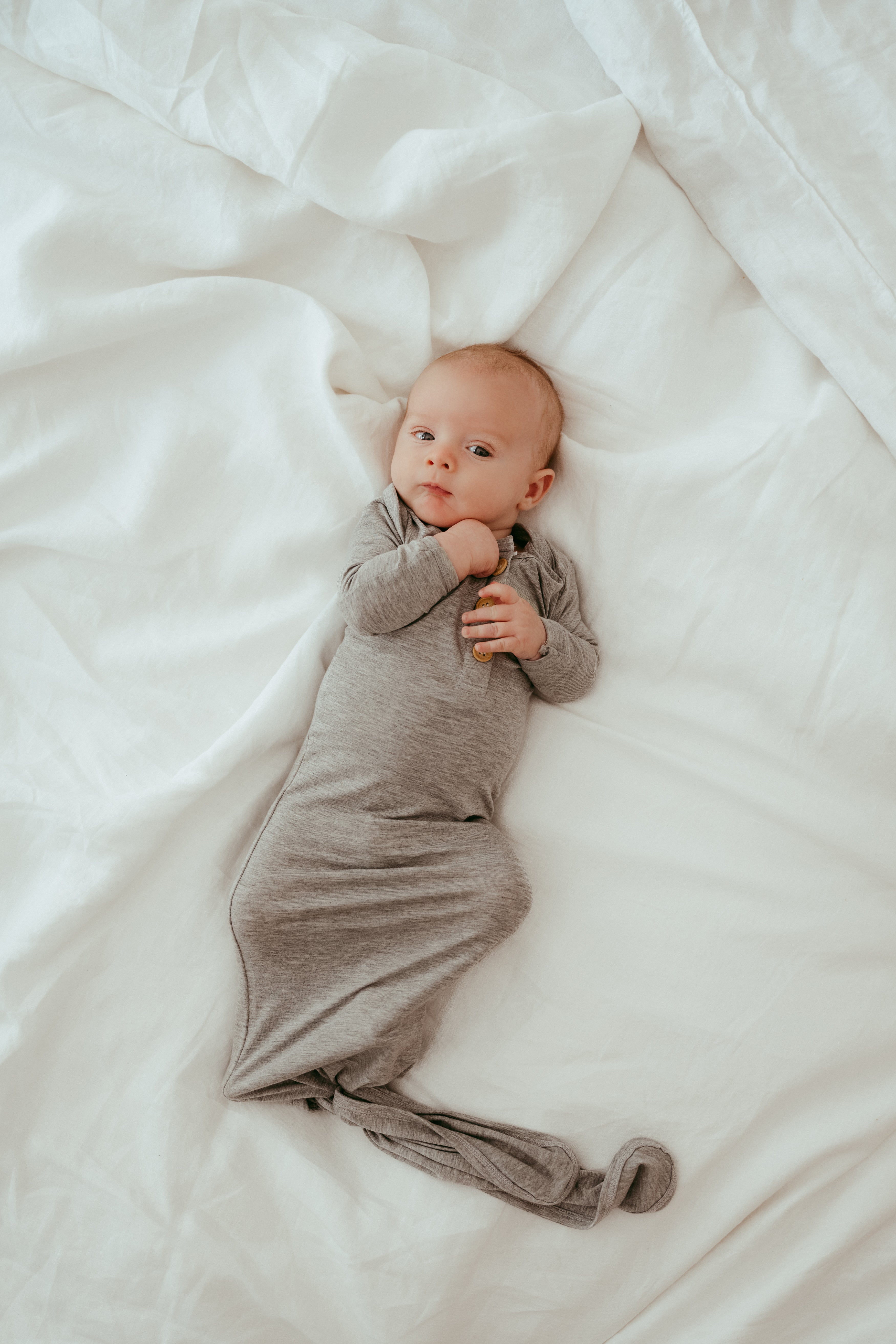 Organic Bamboo Knotted Gown Grey Organic Bamboo Knotted Gown Grey