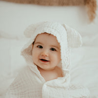 Hooded Muslin Bath Towel | White Lotus