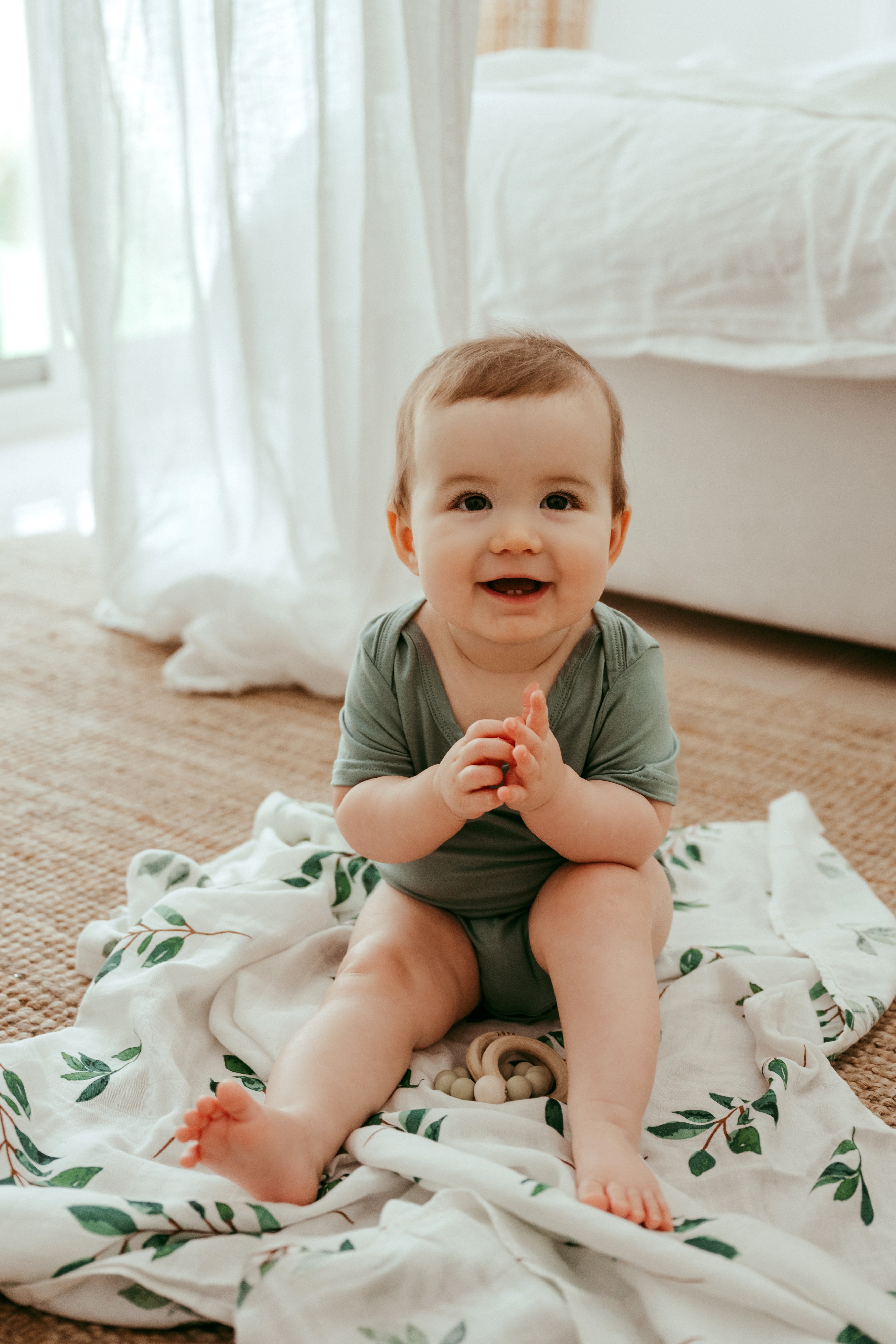 Organic Bamboo Spandex Bodysuit - Sage Green Organic Bamboo Spandex Bodysuit - Sage Green