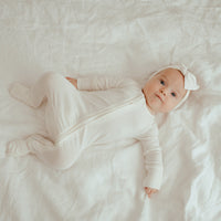 Organic Zipper Romper - Daisy White