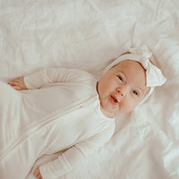 Organic Zipper Romper - Daisy White