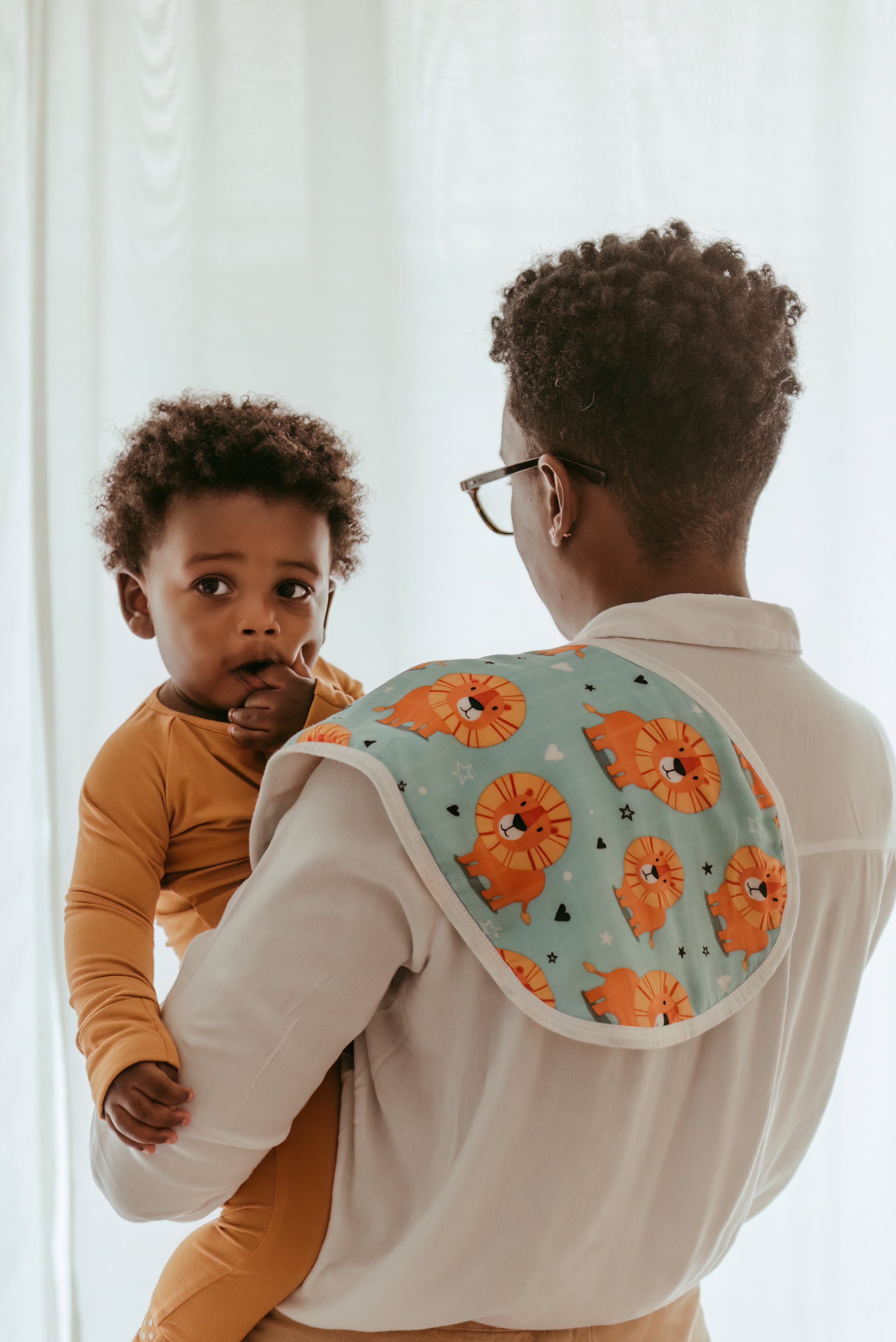 Set of 3 Organic Bamboo Burp & Bib Cloth - Lion Hearted Set of 3 Organic Bamboo Burp & Bib Cloth - Lion Hearted