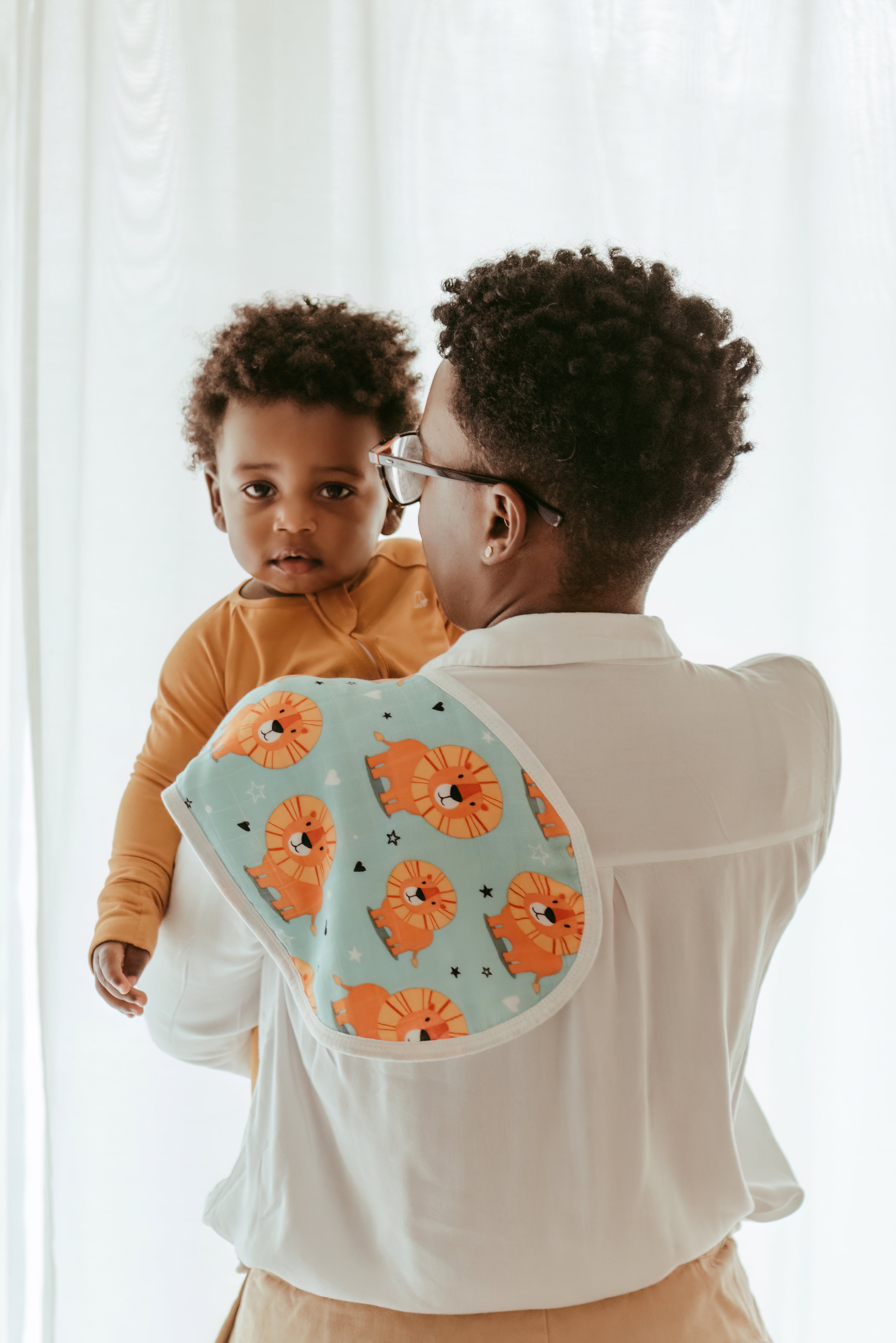 Set of 3 Organic Bamboo Burp & Bib Cloth - Lion Hearted Set of 3 Organic Bamboo Burp & Bib Cloth - Lion Hearted