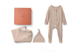Bamboo Swaddle & Sleep Suit Newborn Gift Set- Mocha