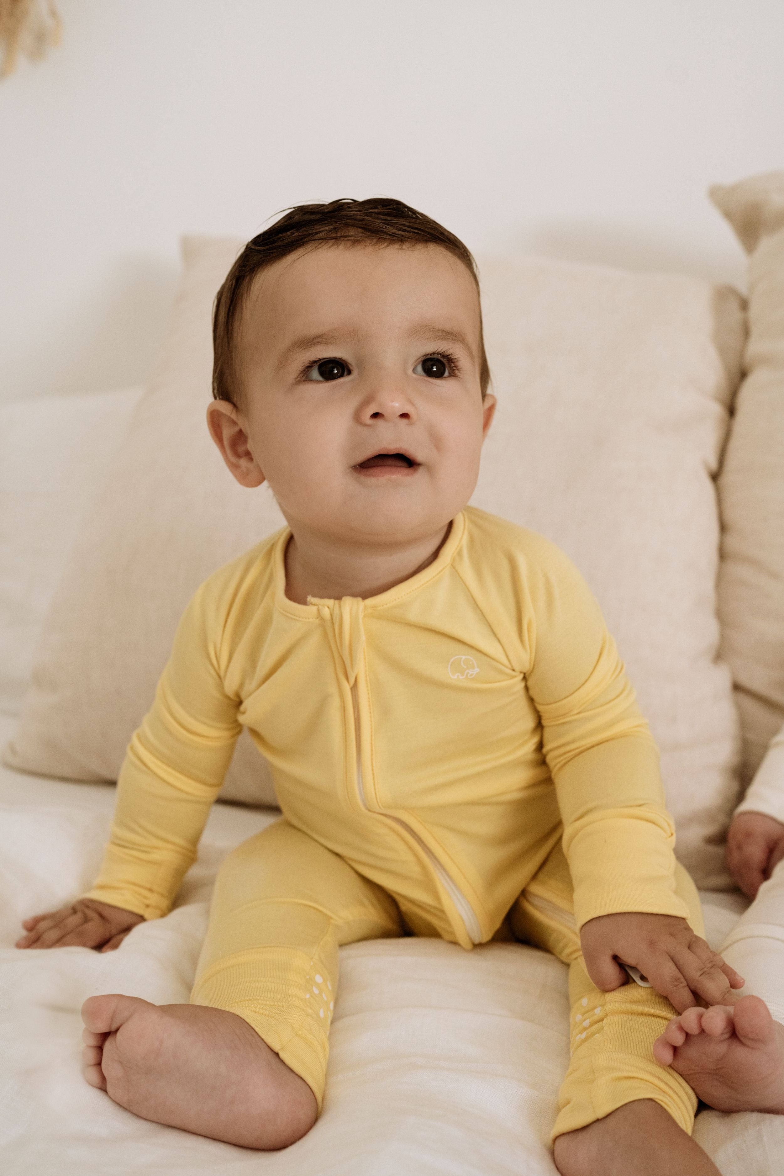 Organic Zipper Romper - Lemon Organic Zipper Romper - Lemon