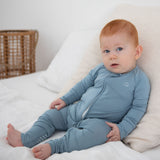Organic Zipper Romper - Celestial Blue