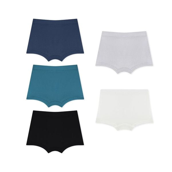 Organic Boys Bamboo Boxer Brief Underwear Set Of 3- Blue/White/Green Organic Boys Bamboo Boxer Brief Underwear Set Of 3- Blue/White/Green