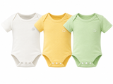 Set of 3 Organic Bamboo Spandex Bodysuit- Gift set Light Mint/Lemon/ White