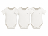 Set of 3 Organic Bamboo Spandex Bodysuit- Gift set - White
