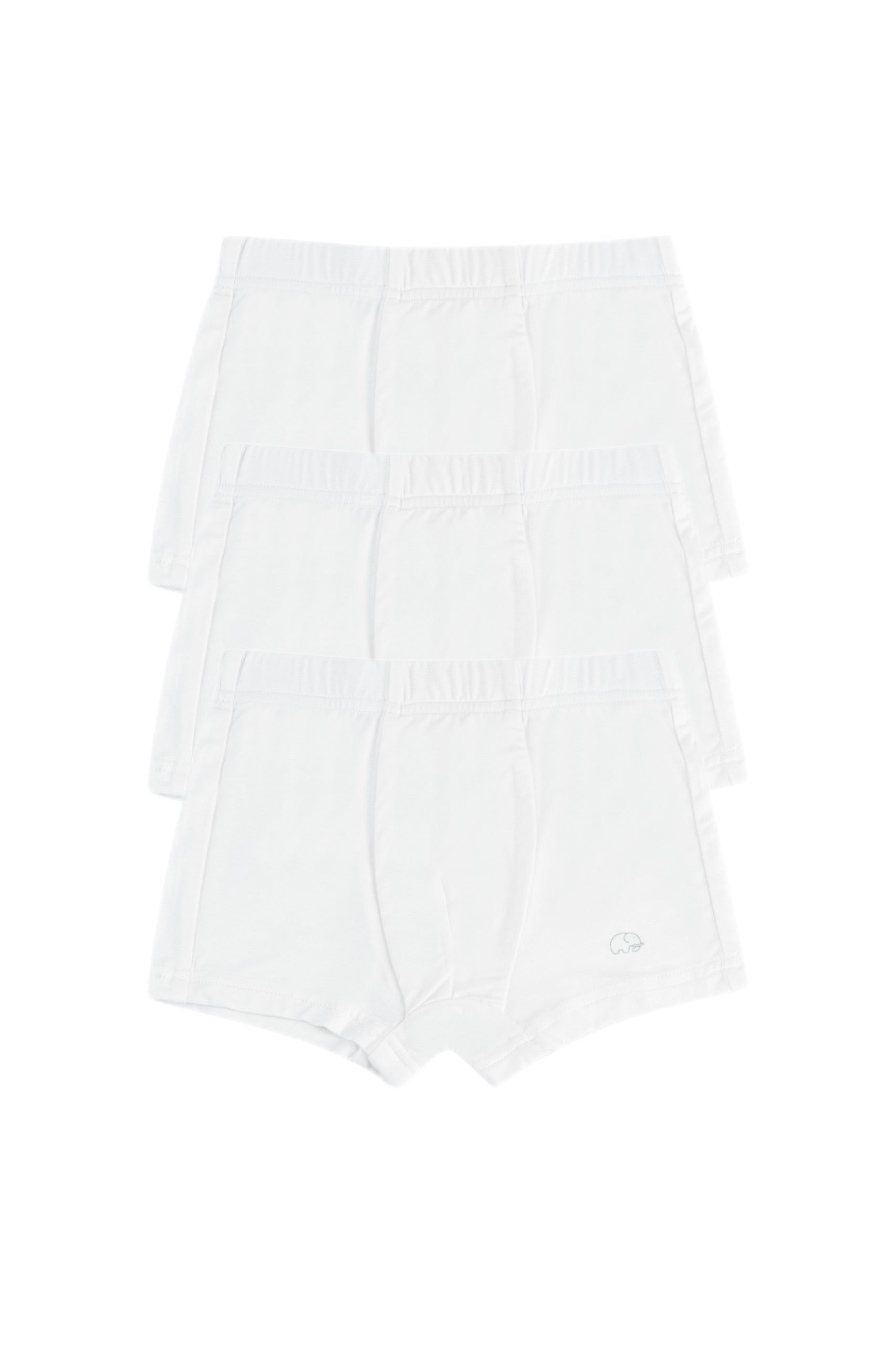 Organic Boys Bamboo Boxer Brief Underwear Set Of 3- White Organic Boys Bamboo Boxer Brief Underwear Set Of 3- White