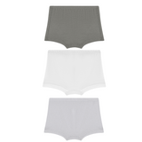 Organic Girls Bamboo Boxer Brief Underwear Set Of 3- Olive/White/Grey