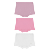 Organic Girls Bamboo Boxer Brief Underwear Set Of 3- Lilac/Pink/White