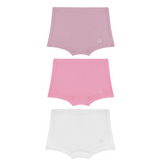 Organic Girls Bamboo Boxer Brief Underwear Set Of 3- Lilac/Pink/White
