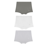Organic Girls Bamboo Boxer Brief Underwear Set Of 3- Olive/White/Grey