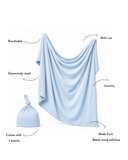 Modal Swaddle & Hat Set - Blue