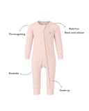 Modal Zipper Romper - Pink