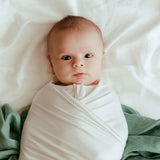 Anvi Baby Organic Headband & Swaddle Set- Bamboo Spandex - White