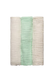 Set of 3- 100% Organic (6 layered) Muslin Bath Towel-Mint & Cloud