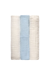 Set of 3- 100% Organic (6 layered) Muslin Bath Towel- Sky & Cloud