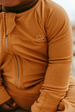 Organic Zipper Romper - Mustard