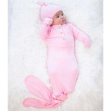 Organic Bamboo Knotted Gown & Beanie Set | Rose Blush