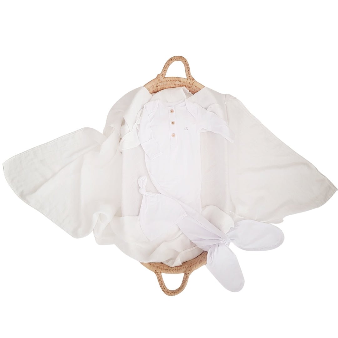 Organic Bamboo Knotted Gown White Organic Bamboo Knotted Gown White