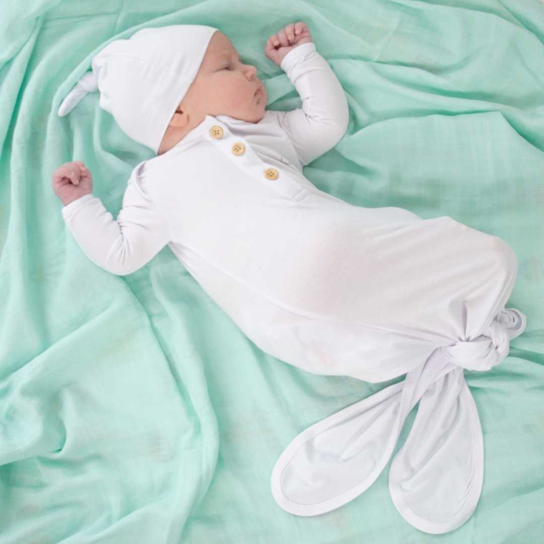 Organic Bamboo Knotted Gown White Organic Bamboo Knotted Gown White