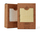 Muslin Bath Towel (6-layered) | Set of 2 (Yellow & White)